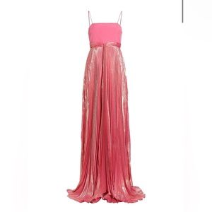 Alice + Olivia Desouza pink pleated gown